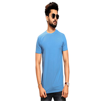 less q branded cotton lycra mens t-shirt (cyan blue)
